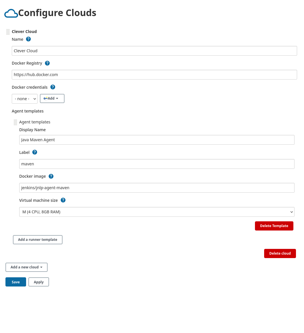 ‘Jenkins cloud configuration’